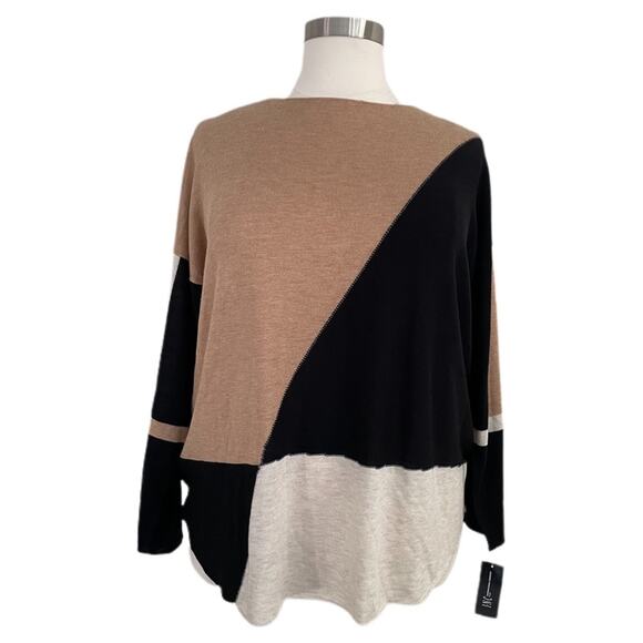 INC Long Sleeve High Low Scoop Neck Sweater 2X Tan - Picture 4 of 4